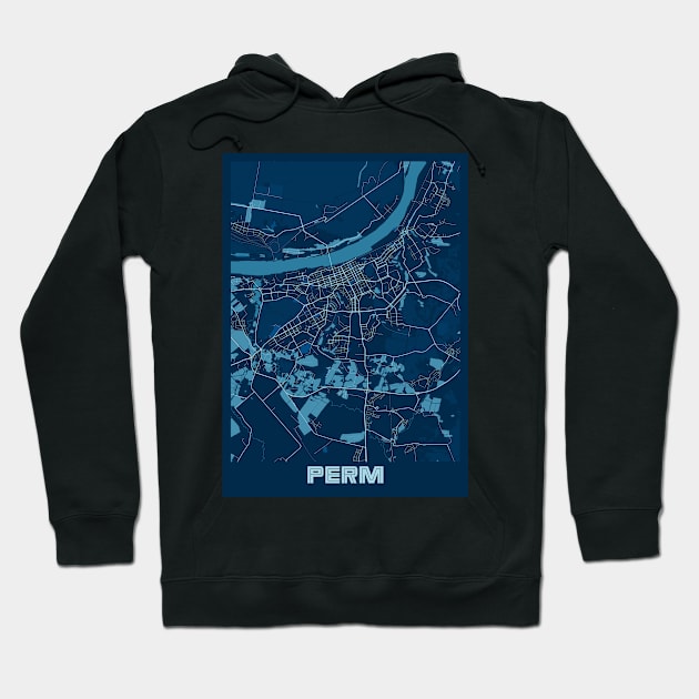 Perm - Russia Peace City Map Hoodie by tienstencil